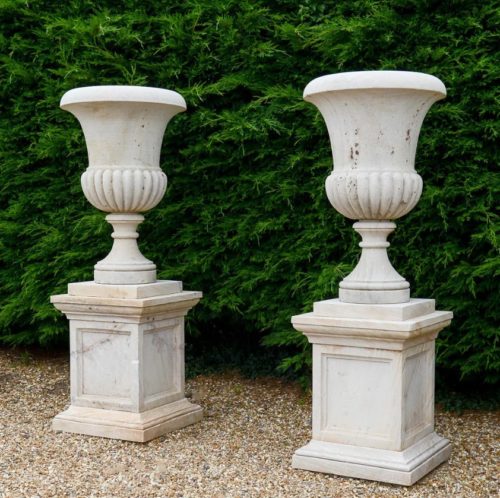 Yard decor hand-made carved classic marble flowerpot sculpture
