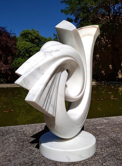 Outdoor art craftsmanship white marble modern abstract statue