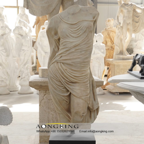 Classical natural marble curvaceous female body torso sculpture