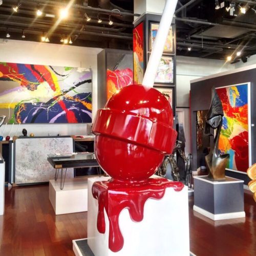 Brilliant Modern Art Red Melted Fiberglass Lollipop Statue Store Decoration