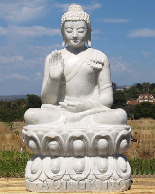 Wholesale Outdoor Shakyamuni (Siddhartha) Carved White sitting stone Buddha sculpture