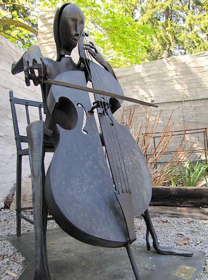 playing cello sculpture