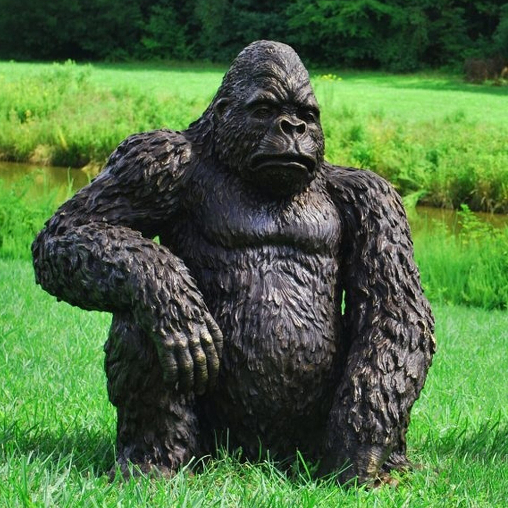 sitting quiet gorilla sculpture