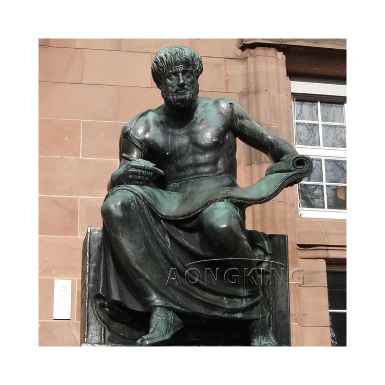Greece famous philosopher sitting bronze statue of Aristotle