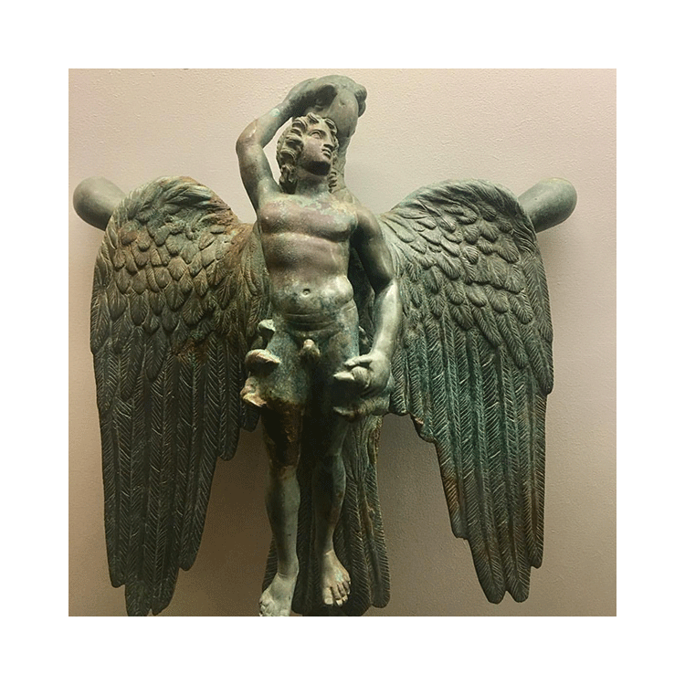 Greek mythology bronze lamp with Zeus and Ganymedes sculpture