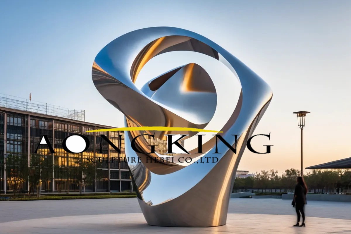 Landmark 'Inclined Heart' aesthetic stainless steel metal art installation