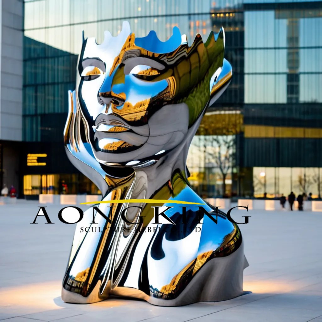 Expressive interactive art abstract woman human figure sculpture stainless steel