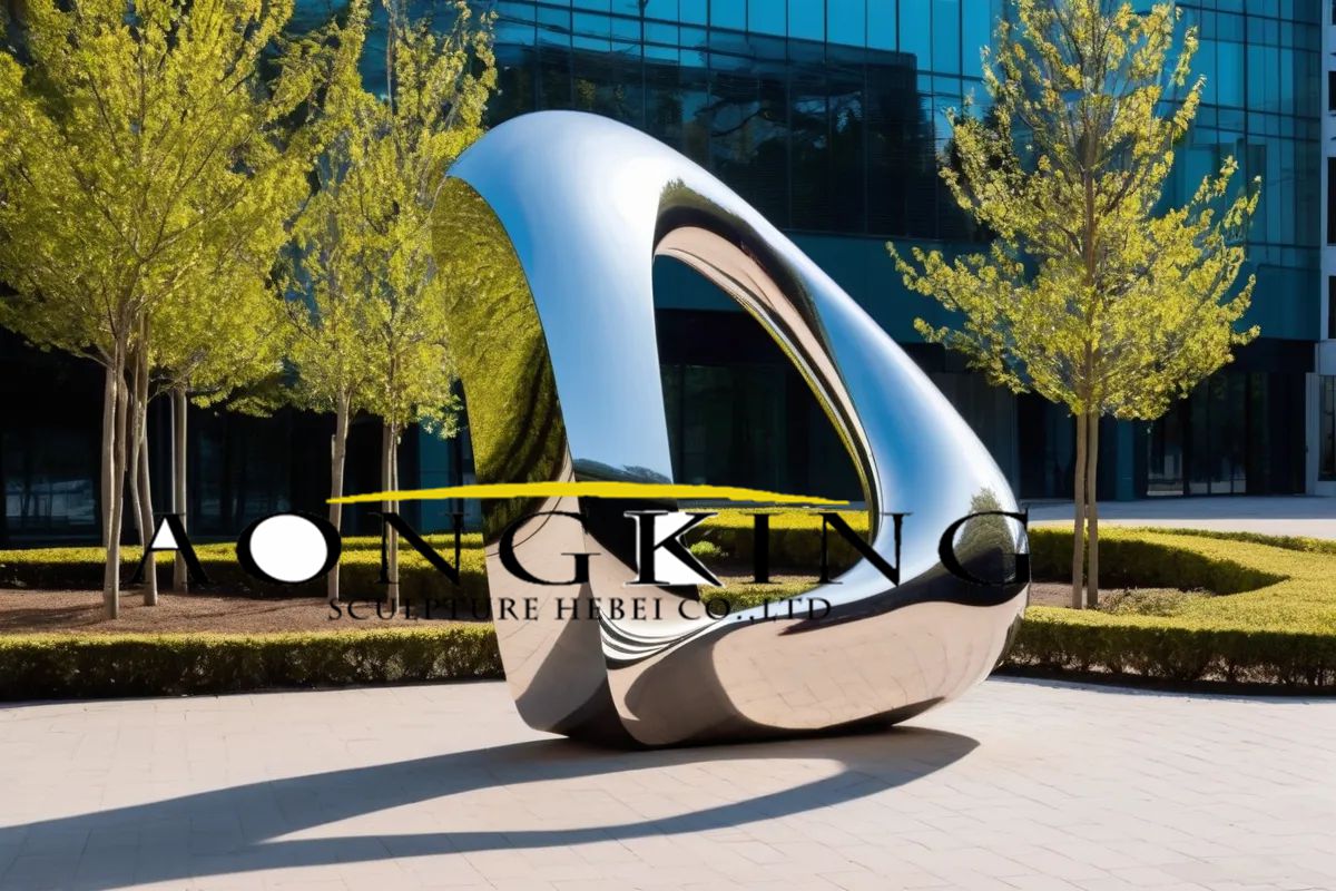 Esplanade geometric lustrous tilted triangle metal modern garden sculpture