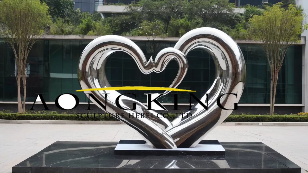 Outdoor flower garden customized artistic metal heart sculpture stainless steel