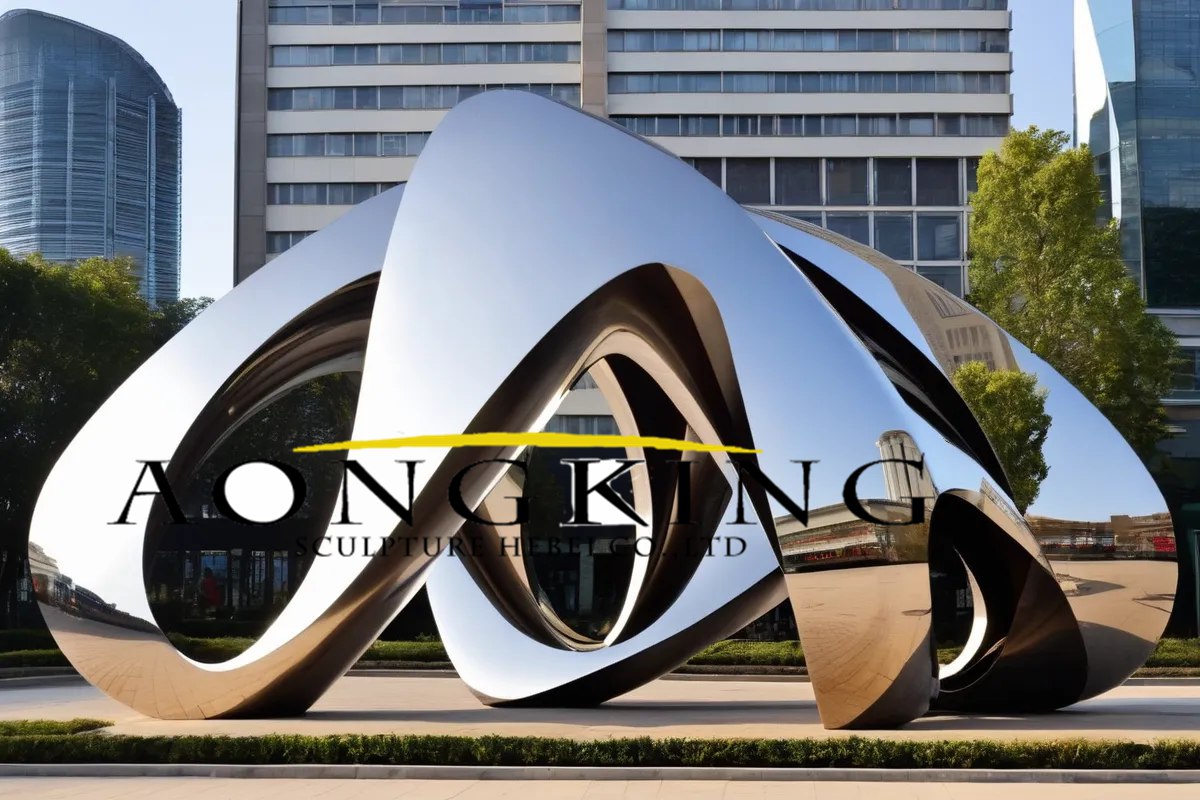 Corporate art creative expression iconic metal artwork for outside stainless steel