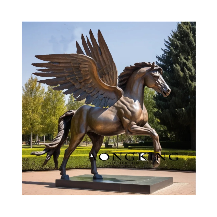 Theme park divine steed winged angel horse sculpture bronze
