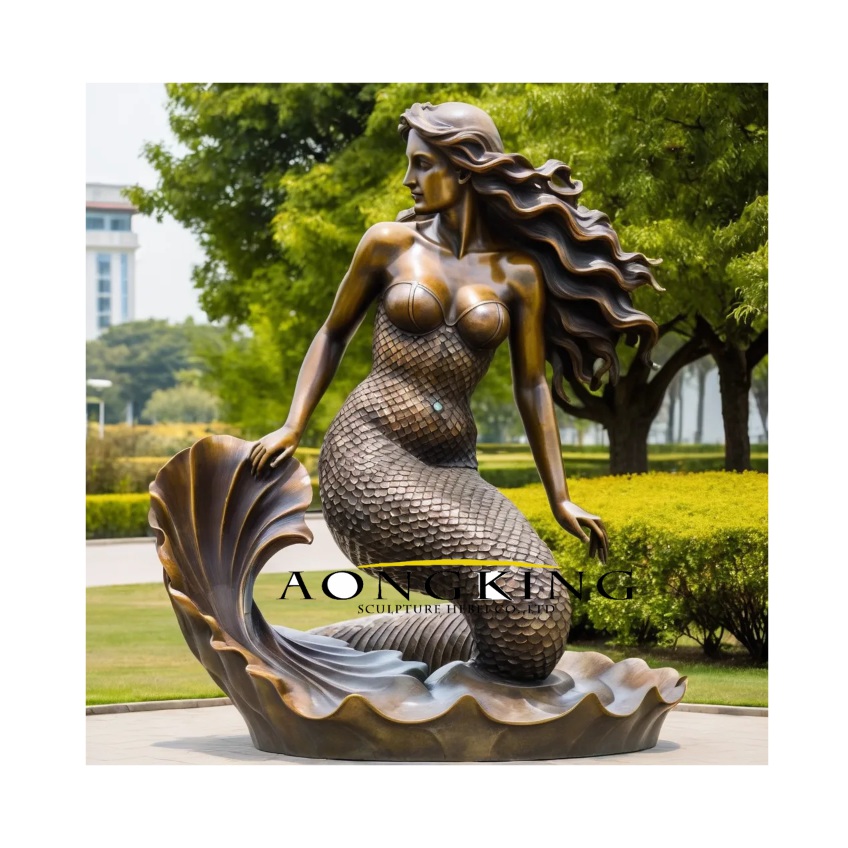Mythology esplanade Pearlescent oceanic lore bronze mermaid statue