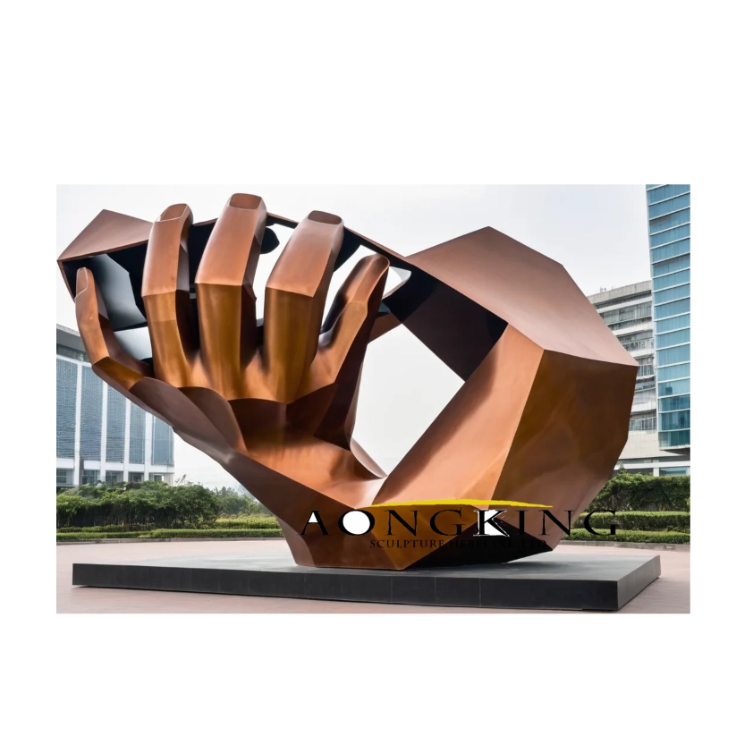 Downtown iconic expressive art "courage" Arm And Hand Corten Steel Artwork