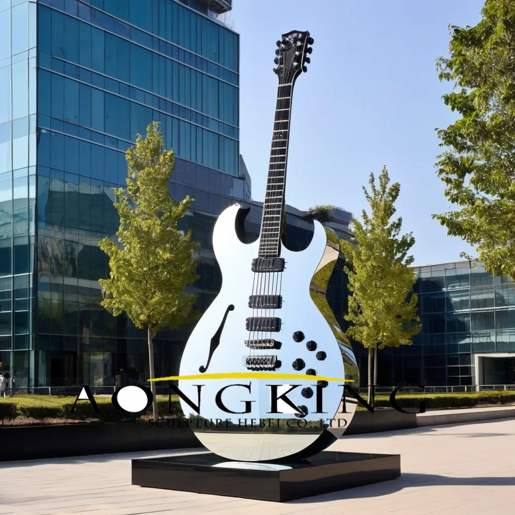 Metal art corporate campus musical instrument guitar sculpture