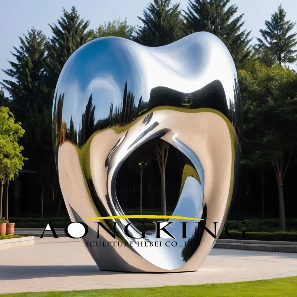 Interactive design giant stainless steel tooth shape metal art