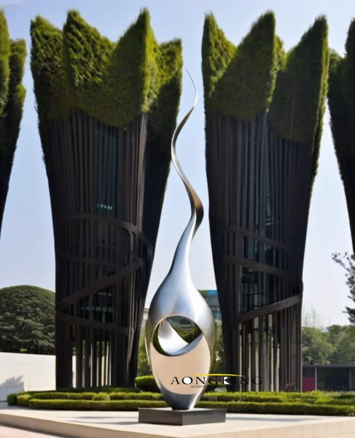 Sculpture park avant-garde abstract sleek metal sculpture for sale