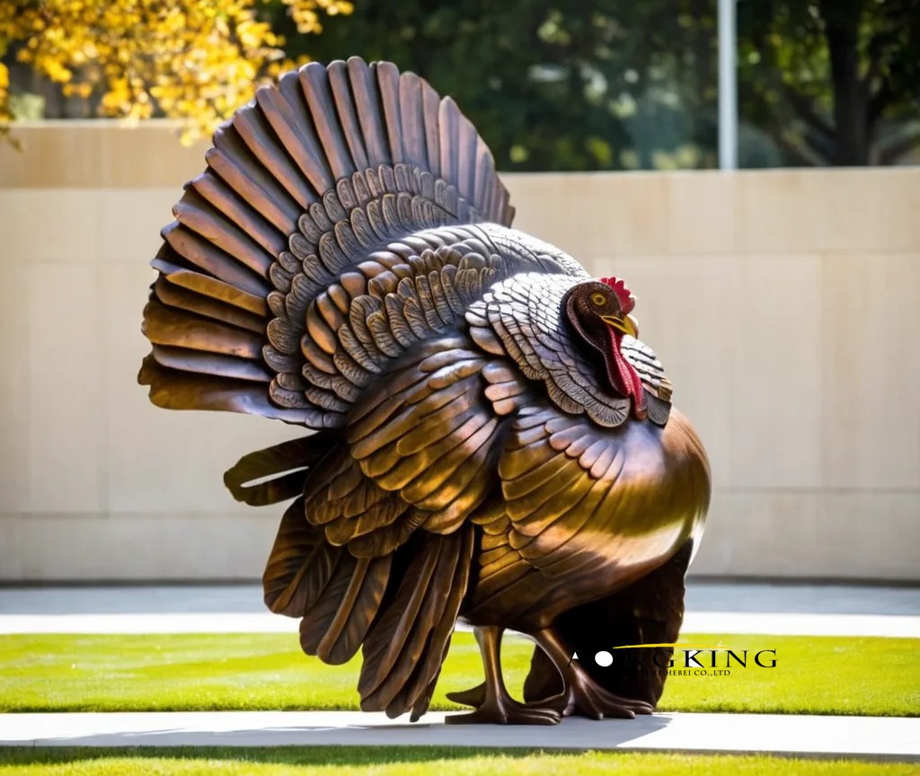 Ranch lawn ornament galliformes birds bronze turkey statue decor