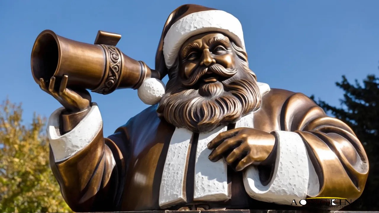 Festive Christmas arts bronze classic Santa Claus bust sculptures