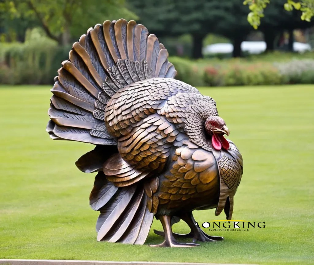 Ranch lawn ornament galliformes birds bronze turkey statue decor 1