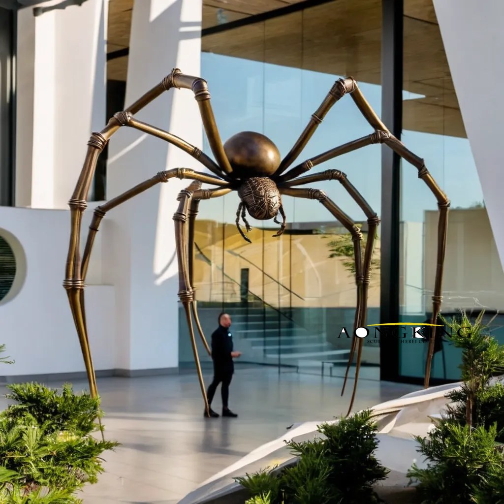 Villa interior design focal point mystery bronze giant spider statue